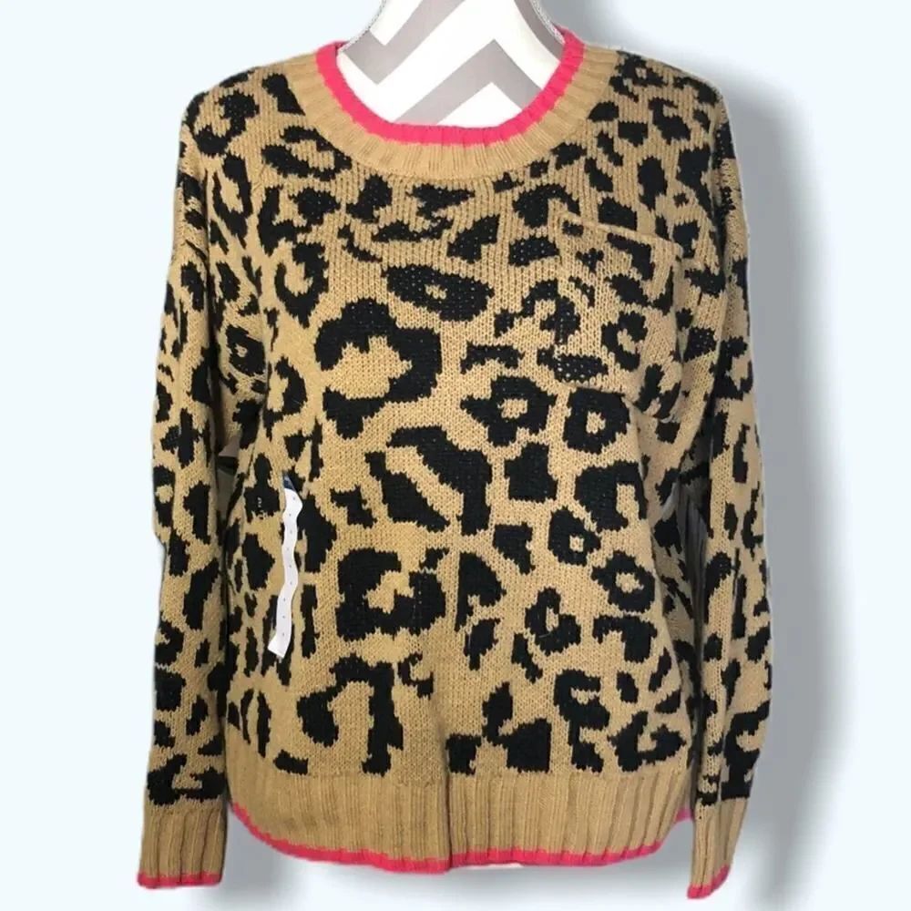 NWT Arizona Jean Co Leopard Pink Acrylic Sweater